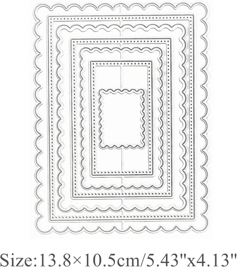 hinana 7pcs/Set Rectangle Frame Metal Die Cuts, Scallops Stitched Nesting Tag Background Cutting Dies for DIY Scrapbooking Album Decorative Embossing Paper Card Making - Image 2
